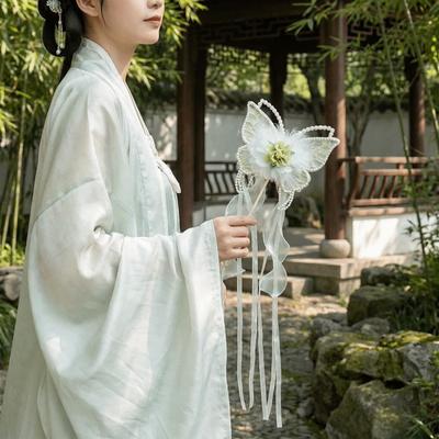 Fluffy Silk Flower Fan Traditional Embroidery Fan Dance Fan Handheld Fan  Ancient Style Performance