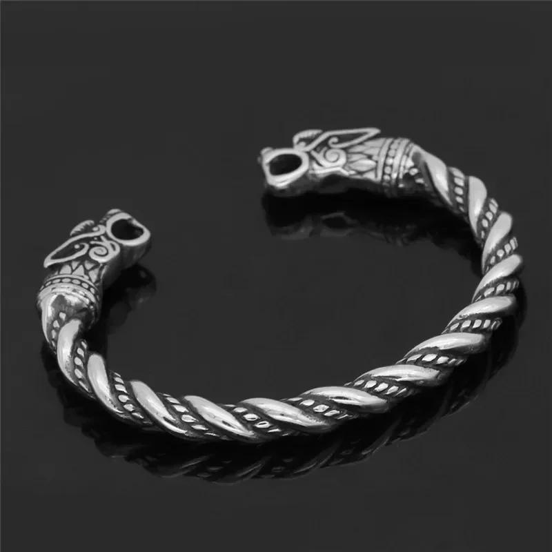Vintage Viking Cuff Bracelet for Men Stainless Steel Nordic Norse Dragon Bangle Gold Plated Jewelry Bangles Pulseras