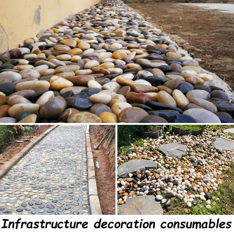 500-1000g 3-7cm Color High Polished Natural Pebbles Courtyard Landscape Decoration Rocks for Plant Vases Fish Tank Aquariums