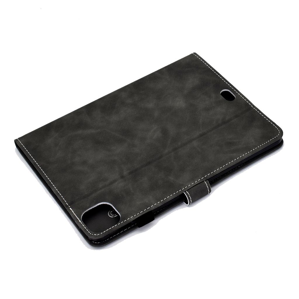 For iPad Pro 11 (2024) Cowhide Texture PU Leather Stand Tablet Case Card Holder Cover with Pen Holder Loop