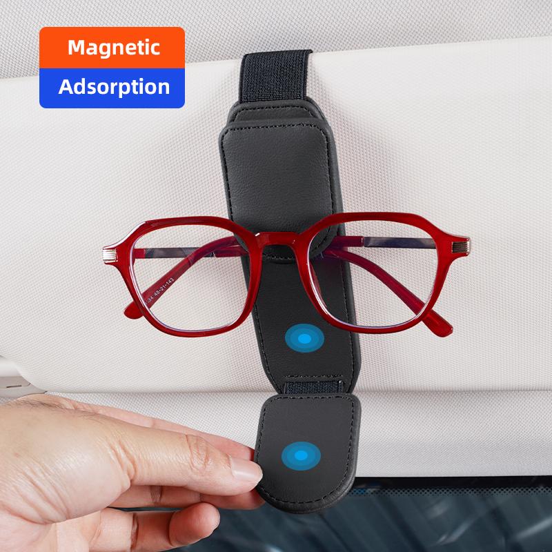 Double Clip Sunglasses Holder Magnetic Leather Glasses Storage For Lexus IS250 RX350 LX570 LX600 LX470 GX470 RX330 NX300 Ct200h AEI1