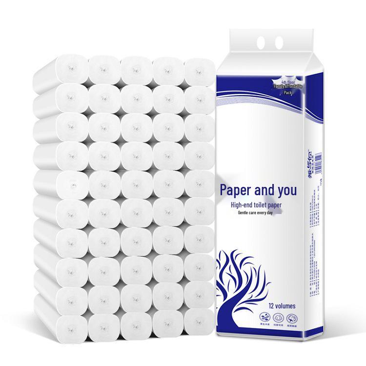 Paper & You Coreless 4-Ply Toilet Paper, 12 Large Thickened Rolls, Family Pack