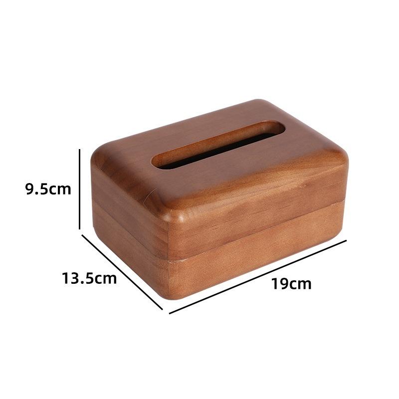 1pcs Vintage Solid Wood Tissue Box with Lid Handcrafted Wooden Tissue Holder Home Desk Decoration Storage Organizer