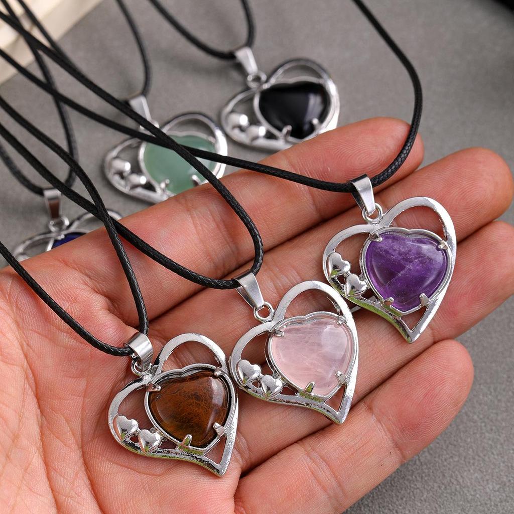 Minimalist Natural Stone Heart Pendant Necklace - Trendy Valentine's Gift for Her