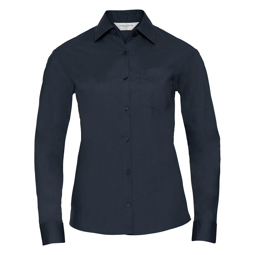 Russell Collection Womens/Ladies Classic Polycotton Easy-Care Long-Sleeved Shirt