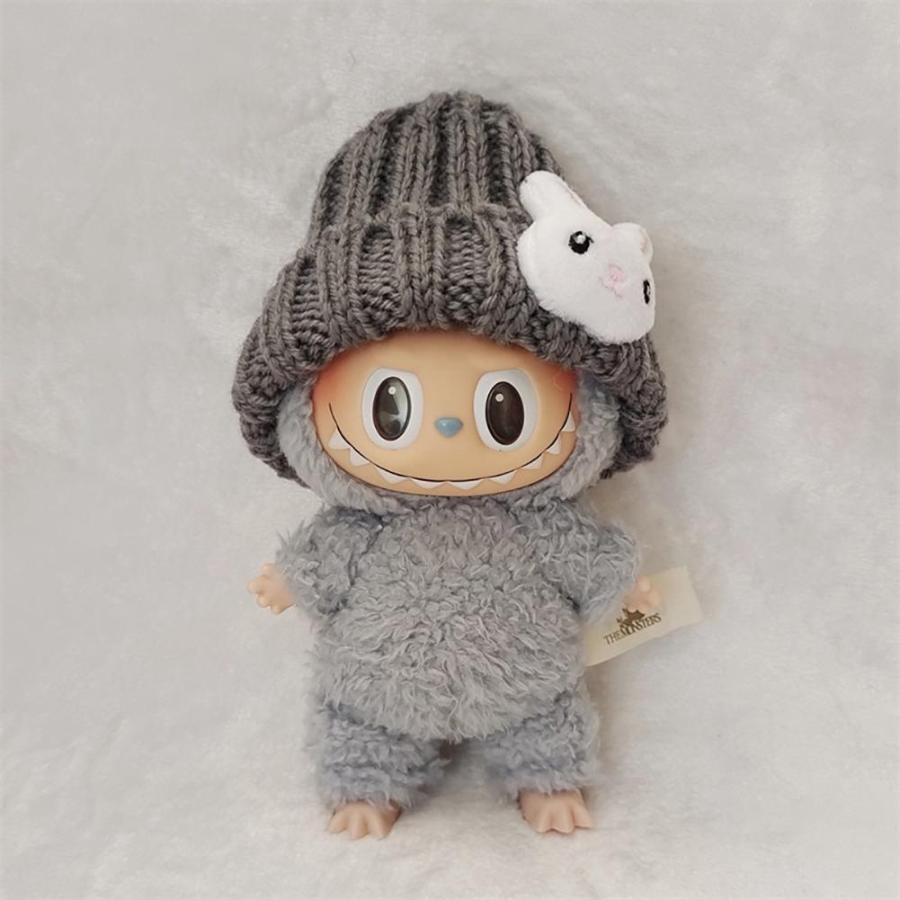 Doll Woolen Hat for Dollhouse Miniature for 15cm Labubu Color Match Hat Kawaii Cute Doll Accessories Kids Girls Toys