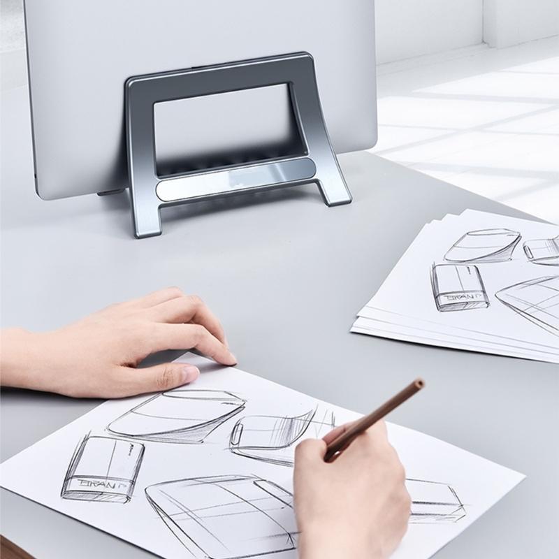 Universal Laptop Tablets Vertical Stand Holder With AntiSlip Silicone For Pad Desktop Organization And Better Cooling