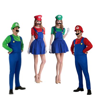 Disguise Pánský Luigi Deluxe Kostým pro dospělé Super Brothers Kostým Cosplay Maškarní Oblečení Halloween dámský s Kloboukem a Knírkem