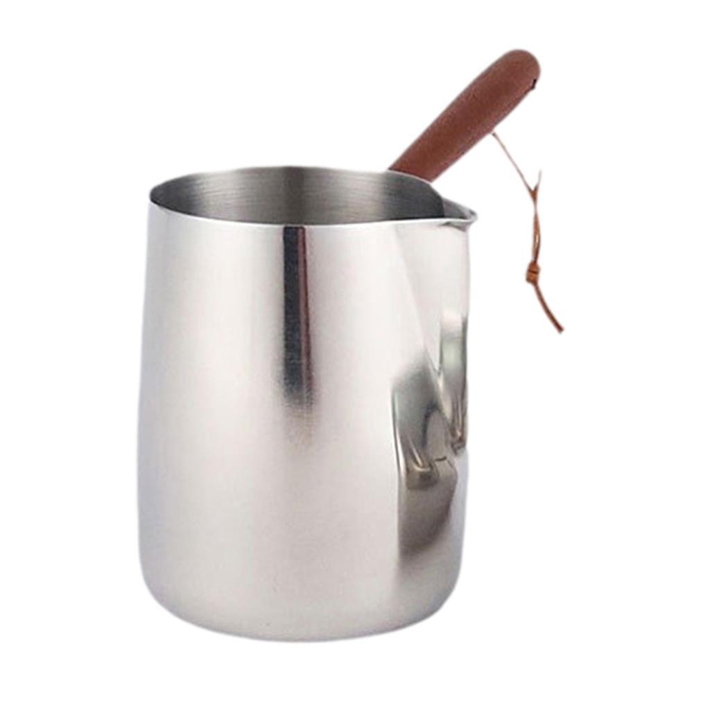 Practical Coffee Pots Milk Frothing Pitcher Stainless Steel Coffee Pots With Wood Handle For Home Cafe Use