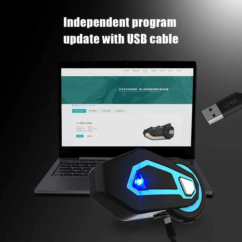 T Max Pro Motorcycle Intercom Bluetooth Helmet Headset 6 Riders BT 5.0 1200M FM Motor Interphone Communicator Earphone