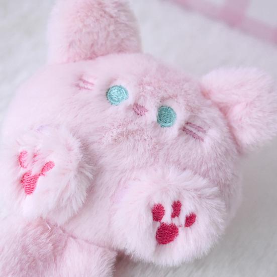 Tecknad Katt Nyckelring Hänge Söt Plyschkattunge Hänge Fylld Luddig Katt Hänge Ryggsäcksberlock Tillbehör för Handväska Plånbok Nyckelring