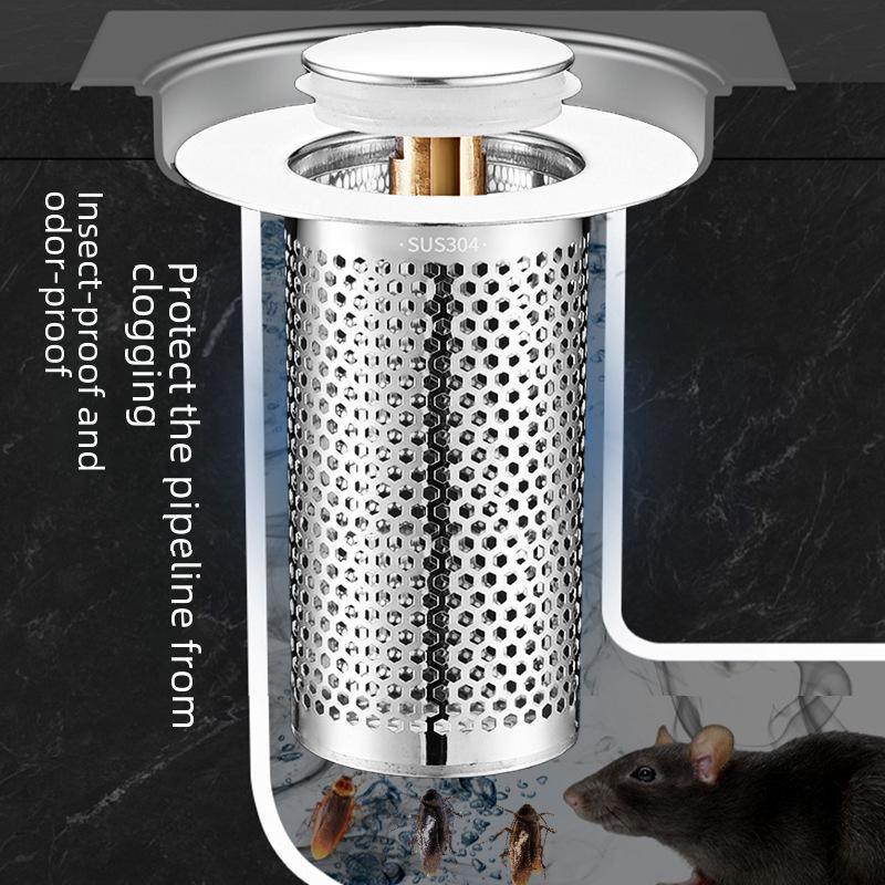 Bonde d'évier pop-up avec filtre à mailles et bouchon anti-odeurs