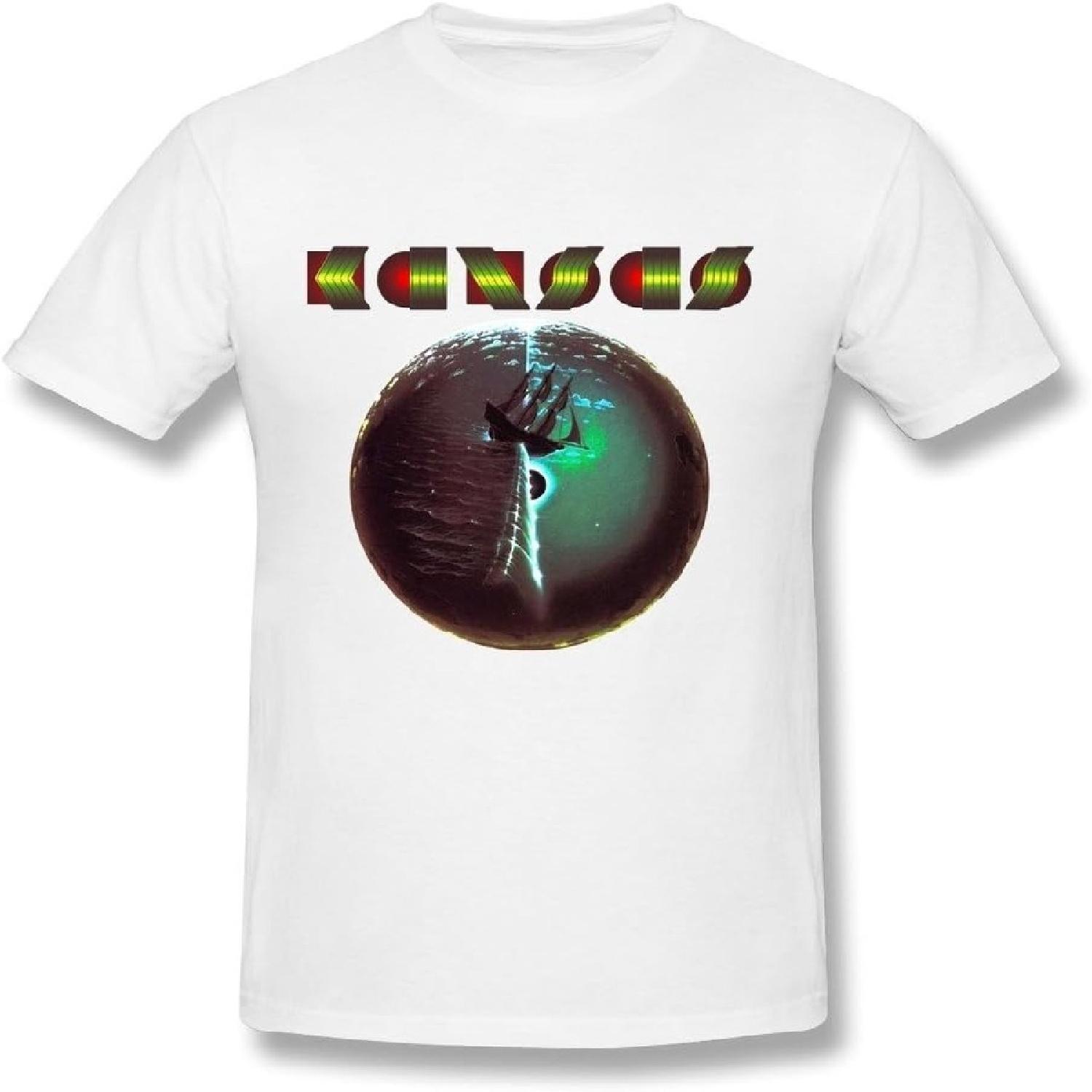 Hsuail Men s Kansas Band Album T-Shirt White US Size S S