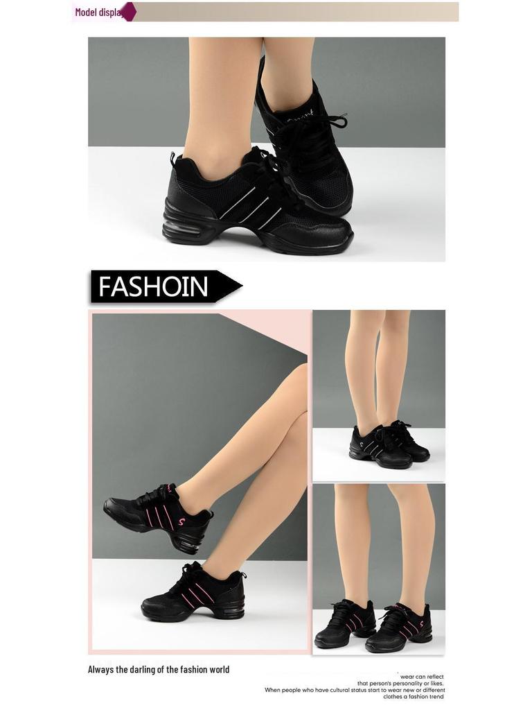 Women's Mesh Jazz Dance Shoes with Soft Sole and Height Boost - Versatile for All Seasons