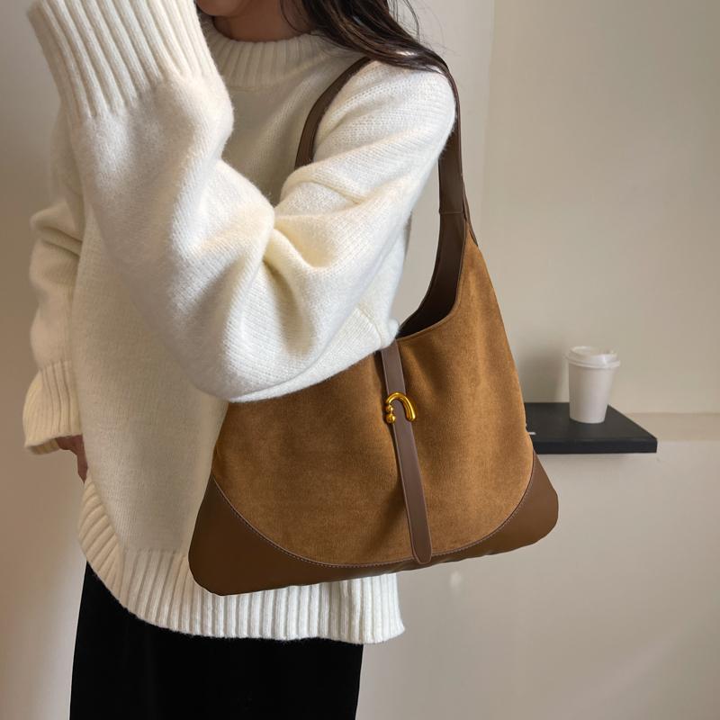 

Женская сумка через плечо из искусственной замши PU, простая, большой емкости, однотонная, винтажная, новая