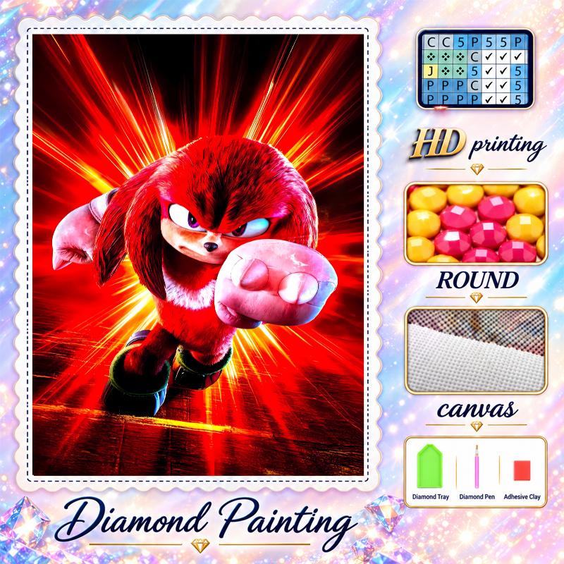 Knuckles the Echidna Diamond Painting Kit 5D Full Drill DIY Diamond Mosaic Wall Art Home Decor
