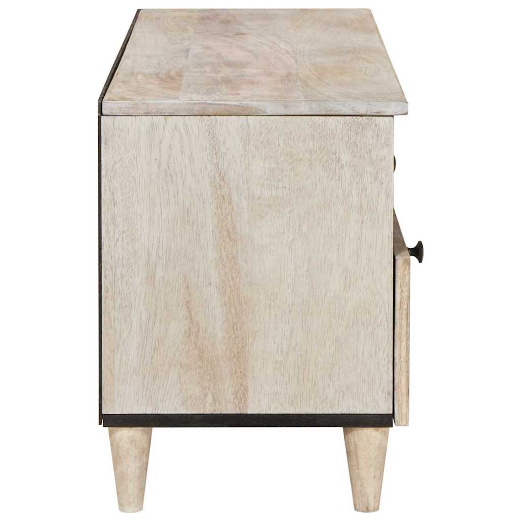 TV Stand Bleached White 100 X 33 X 46 Cm Solid Mango Wood