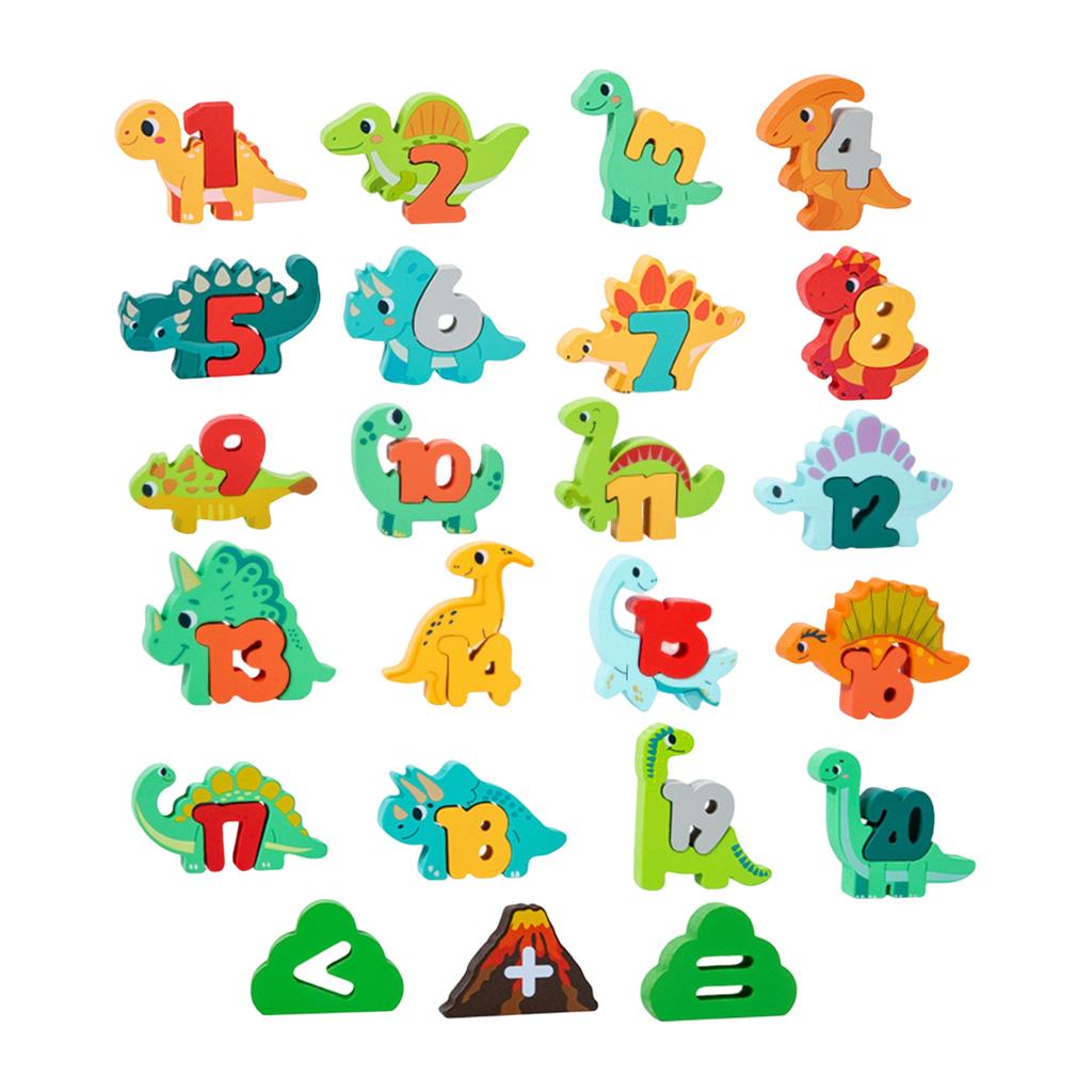Early Childhood Education And Brain-training Number Board, Number Matching Hand , Cartoon Dinosaur Animal Building Block Toy