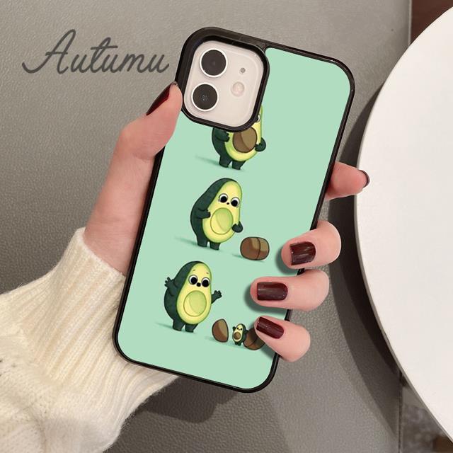 Cute Avocado Cartoon Phone Case for iPhone 11 12 13 14 Pro Max Mini X XR XS SE 2020 6S 7 8 Plus Samsung Galaxy S21 S22 Shell