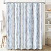 Blue and White Striped Shower Curtain Waterproof Fabric High-Quality Bath Accessories for Home Decor Large Size (180x235cm)