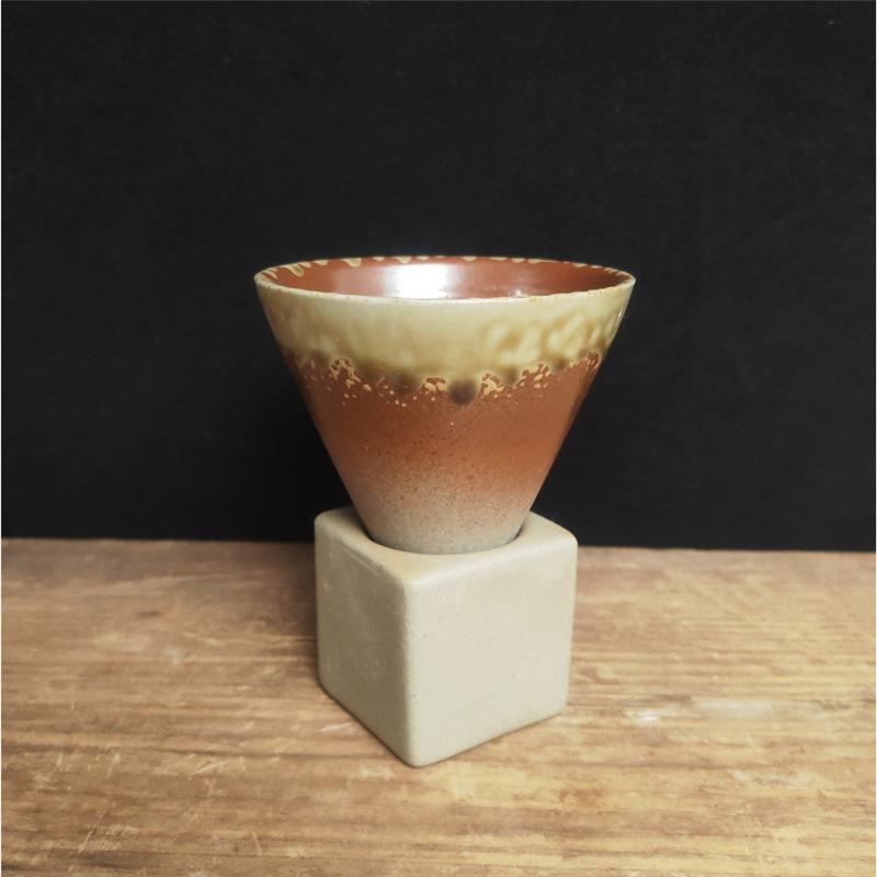 Rough Pottery Mug Creative Cup Ins Style Cup Ceramic Retro Coffee Cup Milk Tea Drink Cups Includes Base