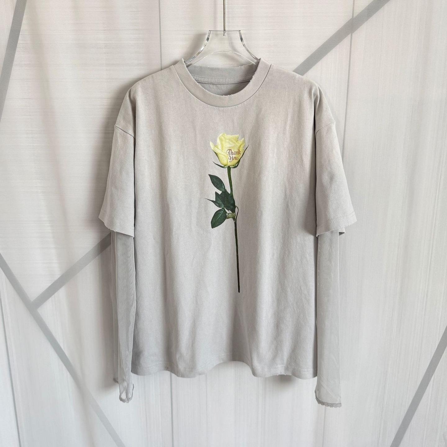 

Nanyou 26 S/S Floral Print Distressed Long-Sleeve Unisex T-Shirt Small светло-синий