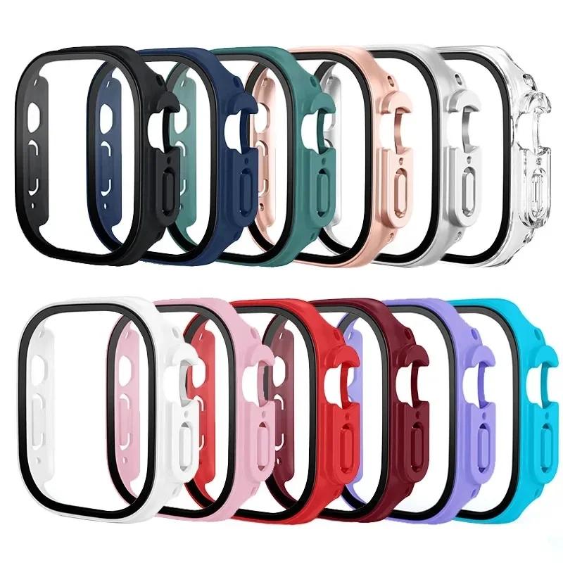 HD Tempered Glass+Case For Apple Watch Ultra 3/2/1 49mm PC Bumper+Screen Protector Cover iWatch Series Ultra 3 49mm Accessories
