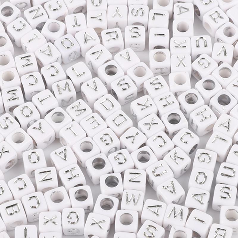 Handmade Bracelet Beads Acrylic Numbers English Letters Beads Handmade DIY Sets of Children's Beads Jewelry Accessories Loose Beads Square Beads