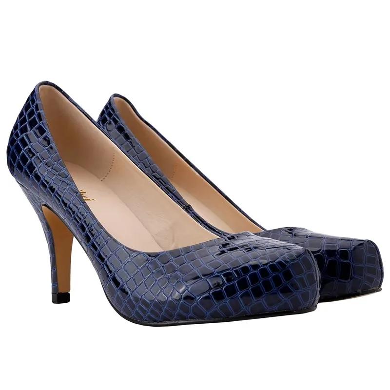 Damen Pumps Sexy Krokodilmuster Leder Mode Flache Hohe Absätze Slipper Damen Schwarz Büro Freizeit Party Hochzeitsschuhe