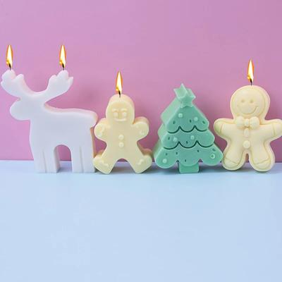 Christmas Gingerbread Man Reindeer Silicone Candle Mold DIY Handmade Soap Gypsum Crafts Resin Cement Mould Christmas Gift