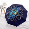 Elegant Evil Eye Decorative Plate Blue and Gold Mandala DesignUmbrella, Portable 3-Fold Compact Umbrella for Men & Women ES58