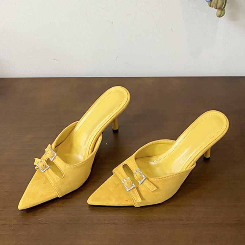 

Модные Liyke Сексуальные тапочки со змеиным принтом Женские мюли на низком тонком каблуке Шлепанцы Модные дизайнерские сандалии с двойной пряжкой Женская обувь Zapatos Mujer 35 жёлтый