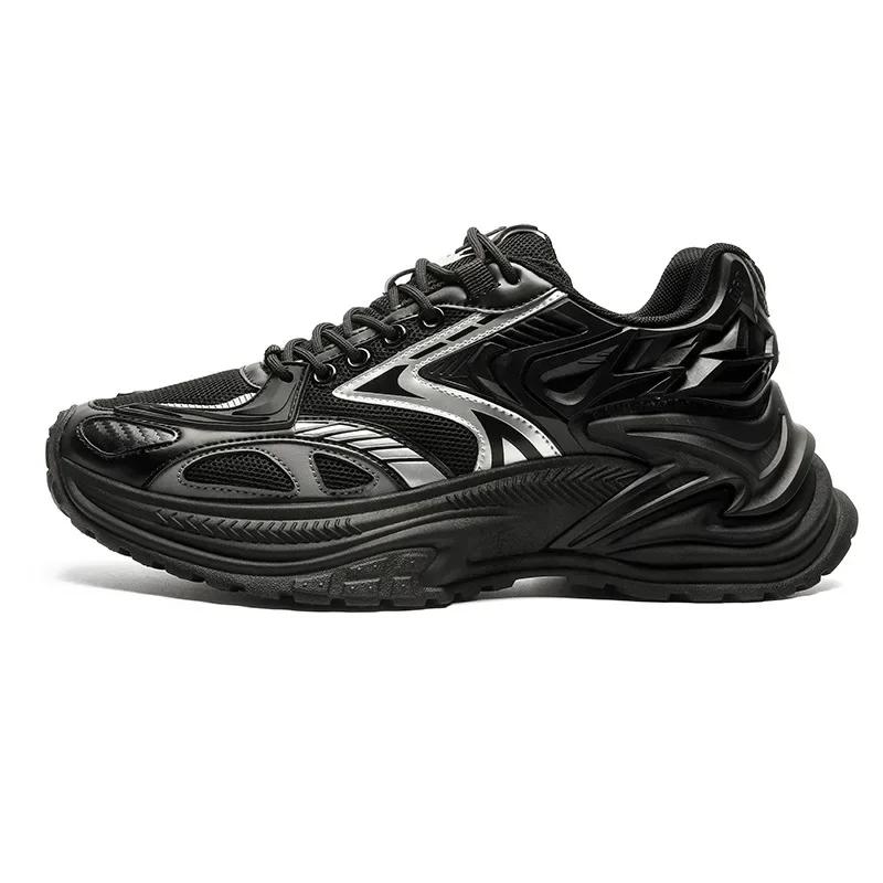 Fashion Men's Mesh Chunky Sneakers Thick Sole Sports Shoes Autumn Casual Fashion Lace Up Running Sneakers Platform Outdoor Walking Shoes