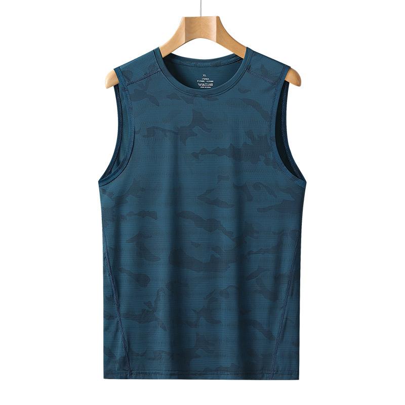Pánské letní tričko s kulatým výstřihem bez rukávů Slim Fit Volné Tenké tričko Sportovní Volný čas Móda Prodyšné tričko Camo Running Odolné tričko
