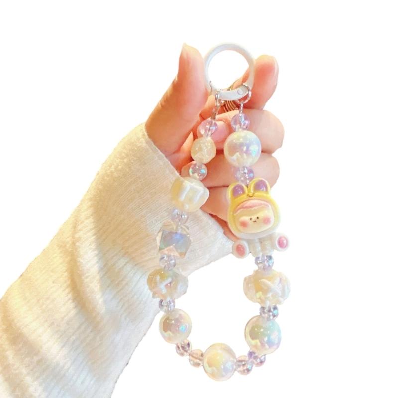 Beaded Phone Bracelet Strap,Phone Beaded Wrist Strap Phone Bracelet Lanyard for Women Phone Keychains Charm
