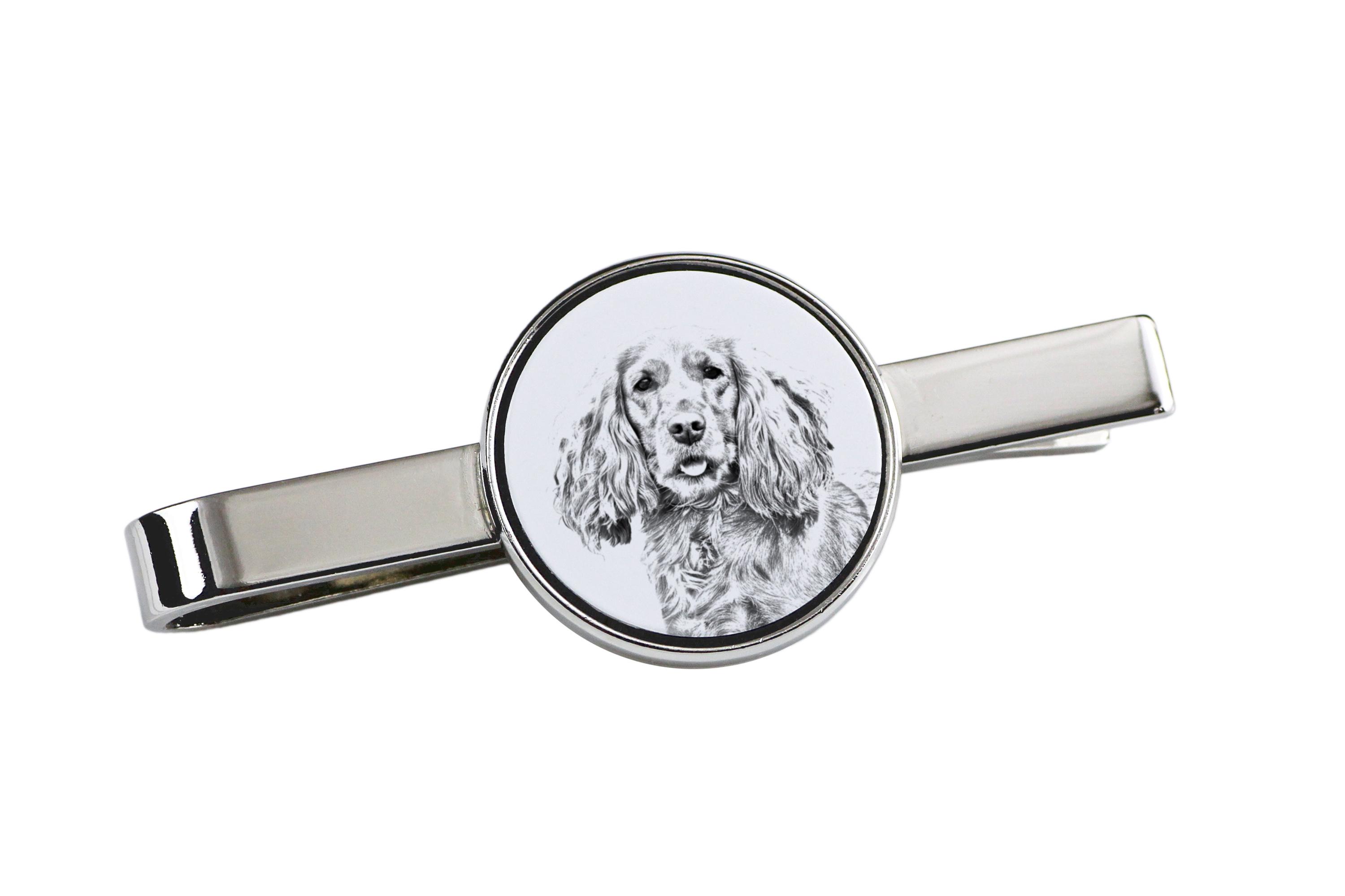 

English Cocker Spaniel - tie clip with a dog, personalized tie clip, a unique gift for a man from the Art-Dog brand срібний