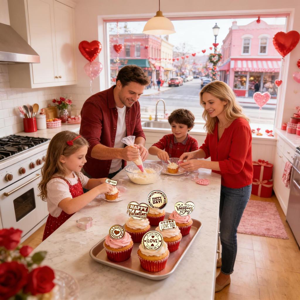 Valentinstag Cupcake Topper Acryl Dekorative Party Schild Herz Cupcake Topper Zum Backen Keks Hochzeit Leckereien Essen Mütter