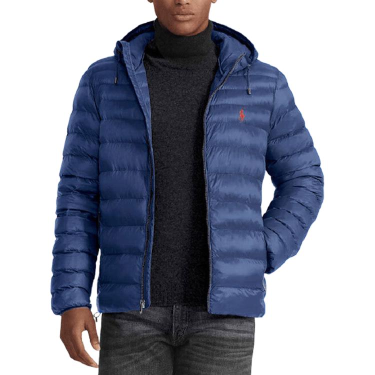 Polo Ralph Lauren Ss23 Solid Color Logo Embroidered Long Sleeve Hooded Down Jacket Men Jacket Blue 710829156-012