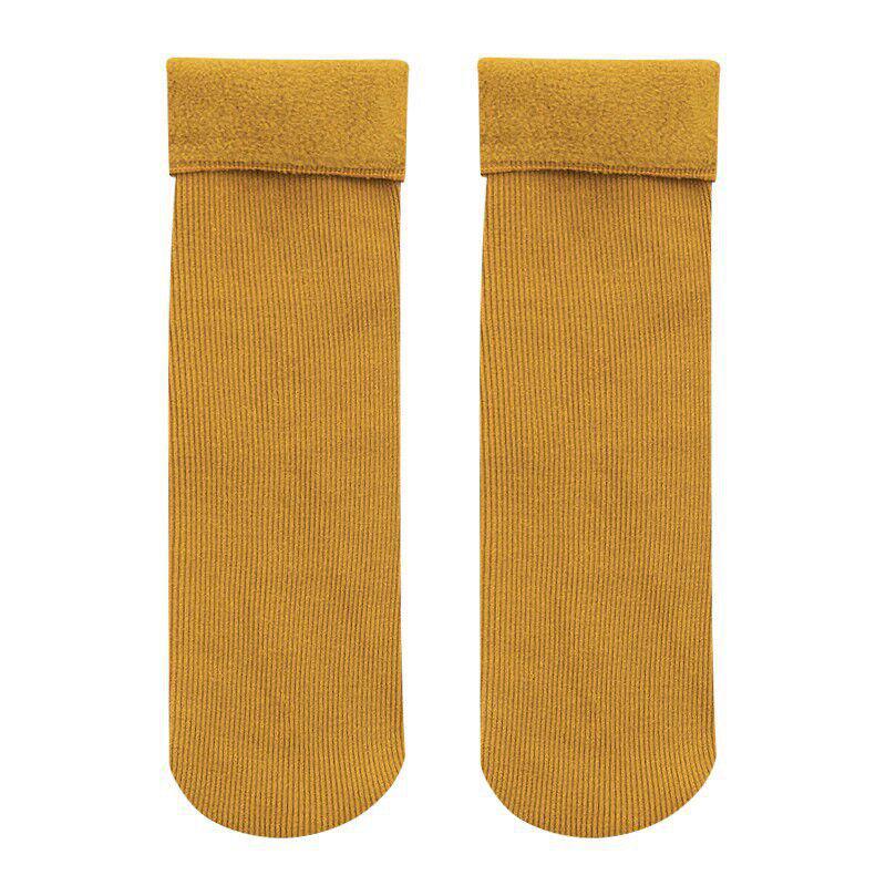 Unisex Warm Faux Cashmere Mid-Calf Socks - Velvet Thickened, Vertical Stripe, Solid Color for Autumn/Winter
