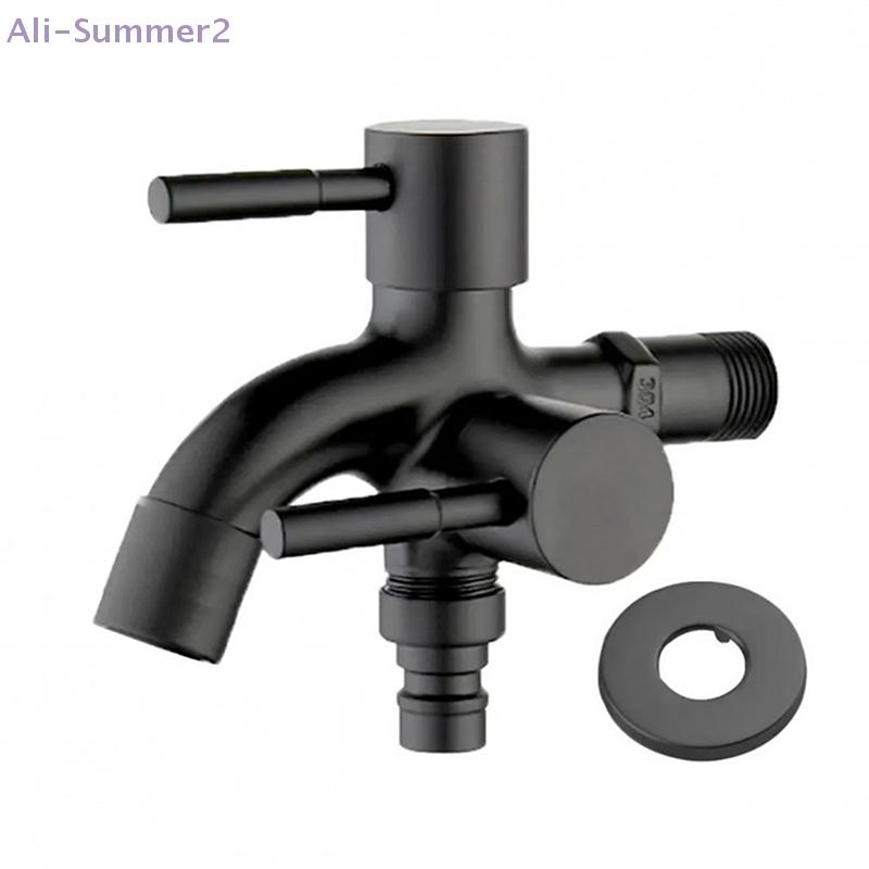 304 Stainless Steel Faucet One Into Two Out Multifunction Double-outlet Washing Machine Faucet Outdoor Garden Sink Pool Faucet