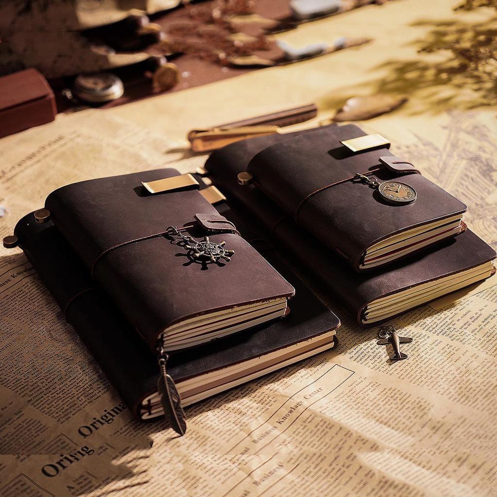 Genuine Leather Vintage Travel Journal - Creative Cowhide Diary Notebook