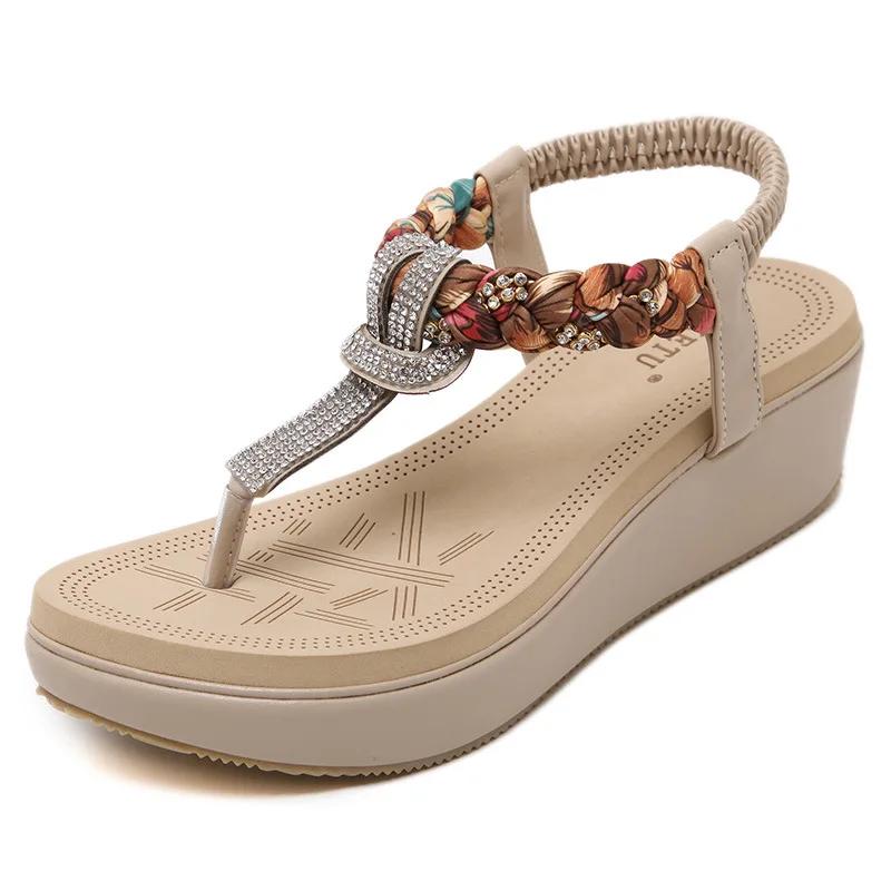 Fashion Fashion Summer Women's Flip Flop Sandals Comfortable Crystal Flat Round Toe Casual Women Sandals