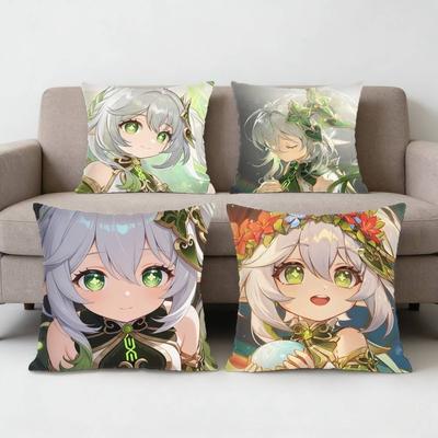 Lesser Lord Kusanali Nahida Pillow Case Antidustmite Pillowcase Invisible Zipper Silky Short Plush Sofa Cushion Cover