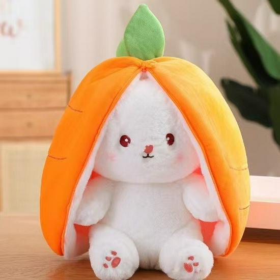 Strawberry Carrot Bunny Plush Toy: Cute Transforming Doll & Cushion Birthday Gift