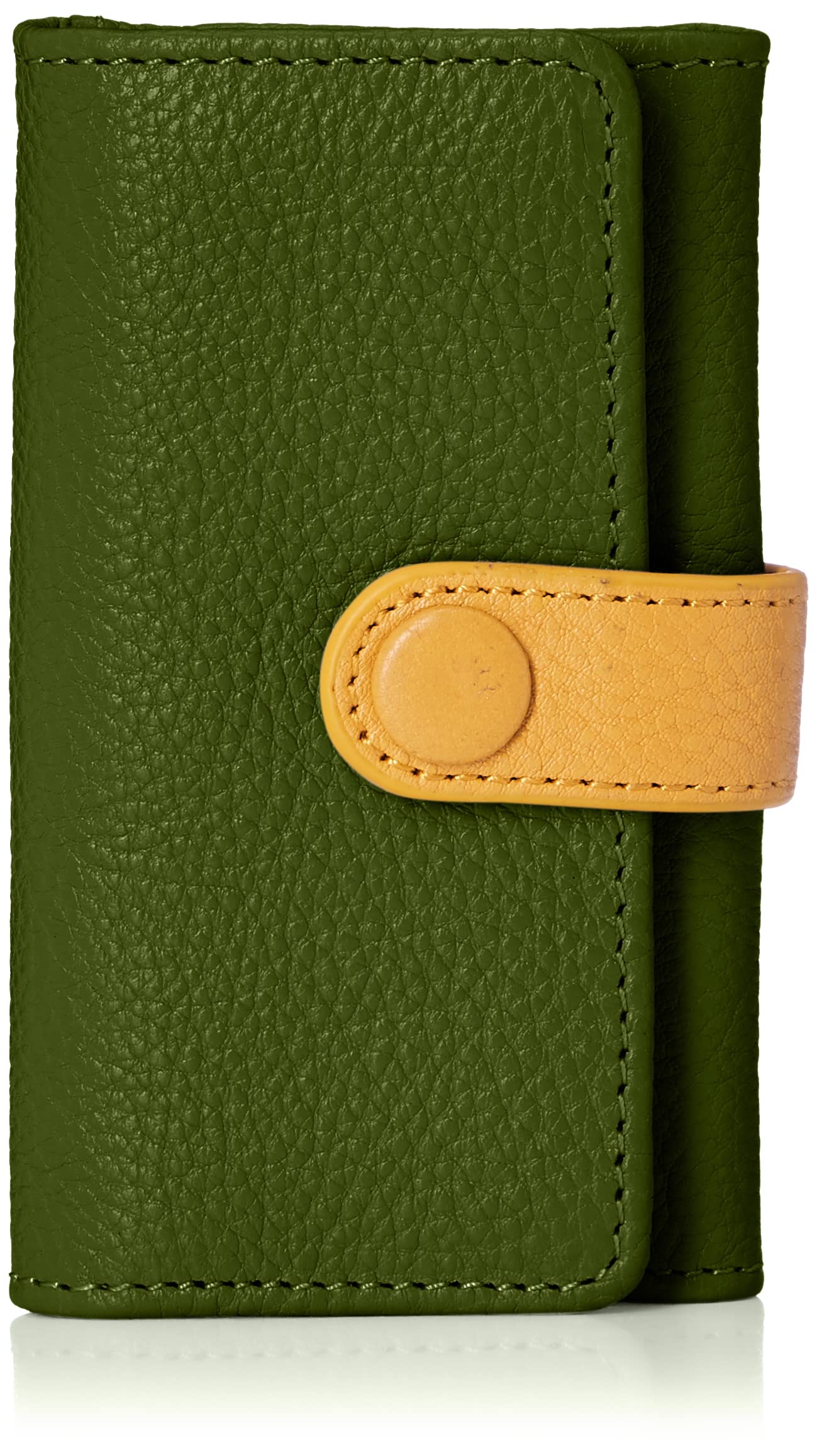 

[Пикс Пик] Кожаный чехол для ключей, Двухцветный чехол для ключей для женщин, Зеленый и желтый