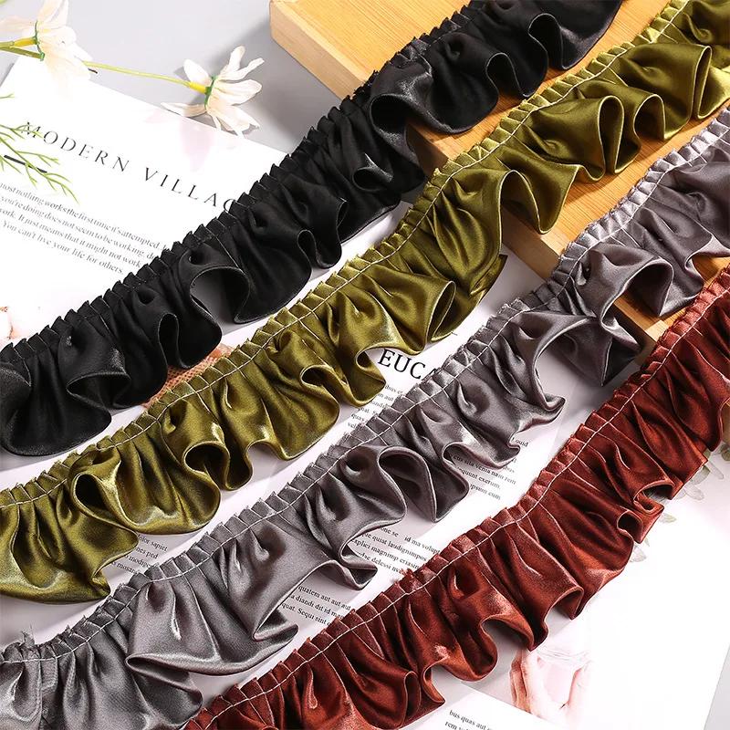 30meter Double Satin Wavy Ribbon leaf 55MM Chroma Colorful Skirt Lace Bows DIY Handmade Hair Accessories Gown Material