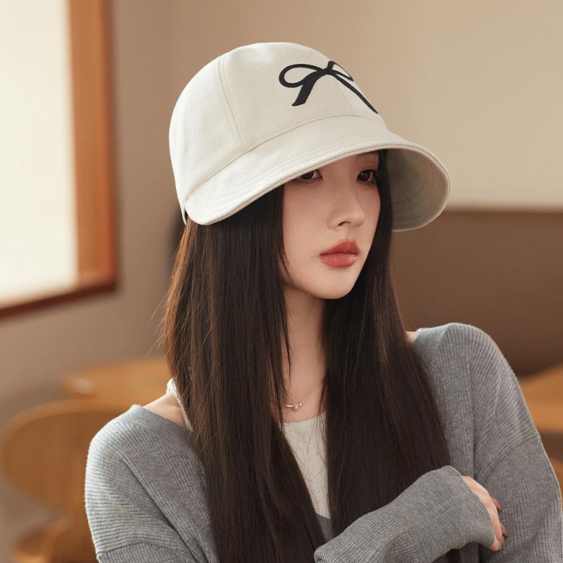 

Весенняя и осенняя шляпа женская кепка-бантик модная универсальная однотонная текстурированная бейсболка average size