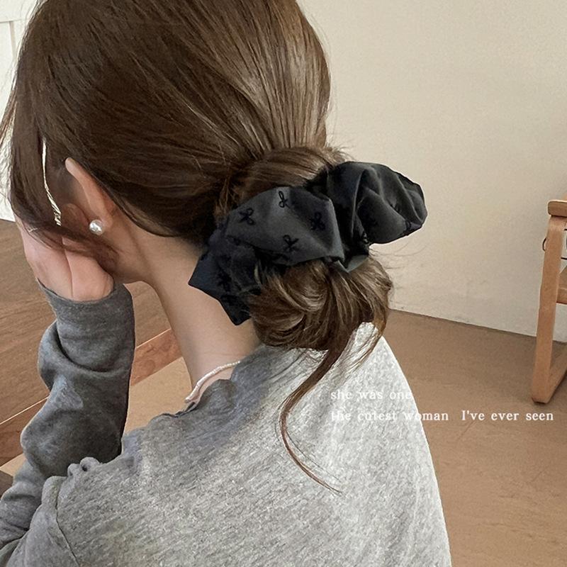Korean Bowknot Dot Cloth Scrunchies Women Girls Elastic Hair Rubber Bands Accessories Tie Hair Ring Rope Headdress Headwear