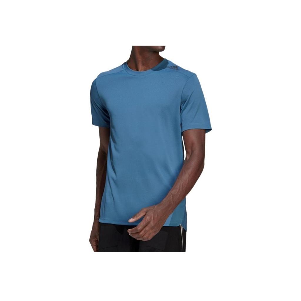 Adidas Stripe Logo Training Crew Neck Short Sleeve T-Shirt Men Tops Navy-Blue HU0112