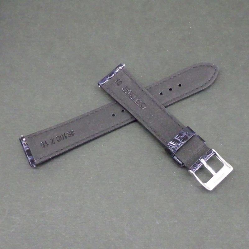 SEIKO Special Watch Leather Navy Leather with Crocodile Embossed Slim Glazed Finish Price! Strap, Band, 18mm, Blue